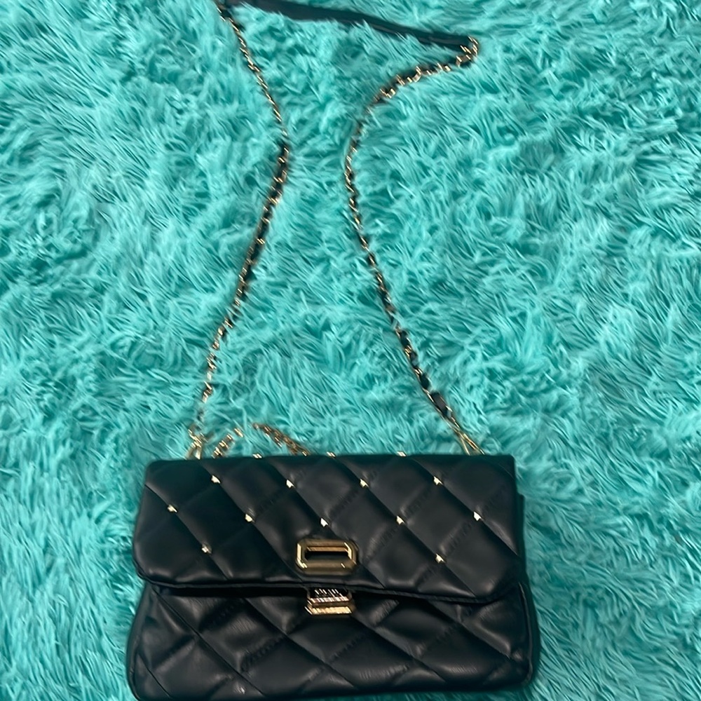 Blank and gold designer purse from a smoke/pet free home